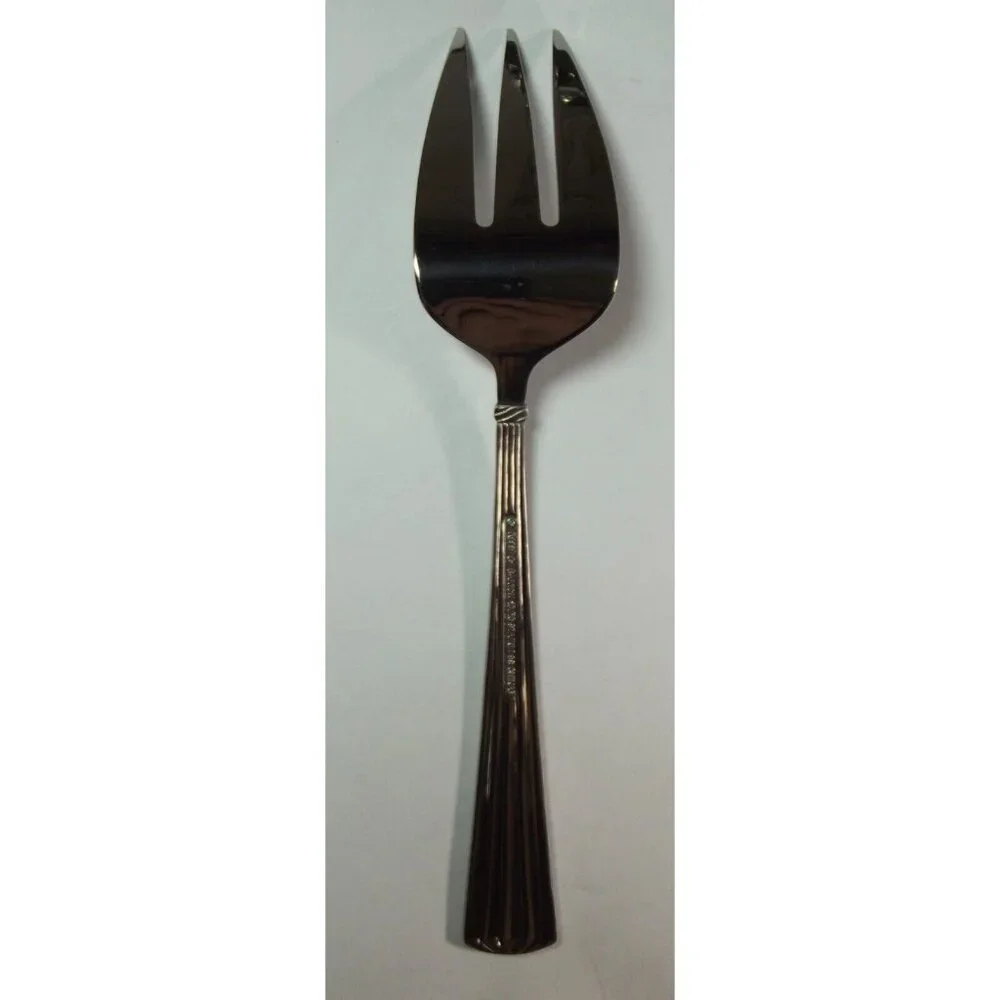 Reed & Barton Medium Solid Cold Meat Serving Fork TRINITY HALL 18/10 stainless